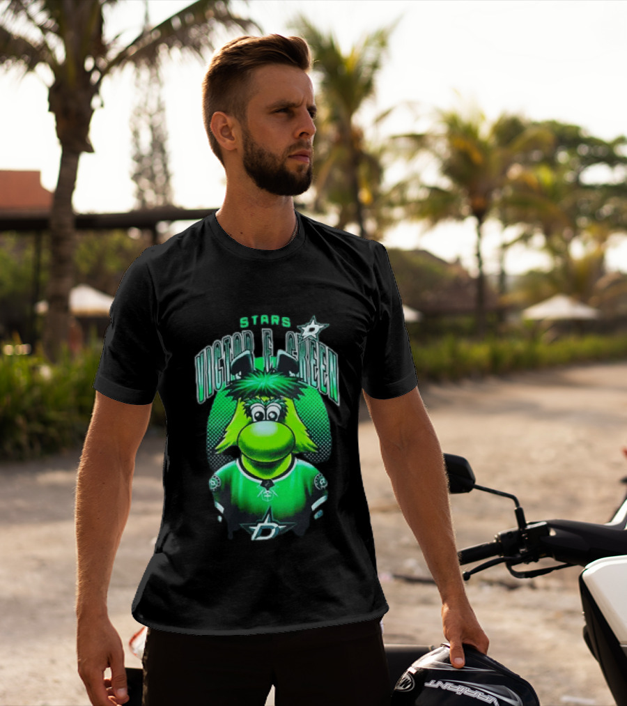 Dallas Stars Victor E Green Mascot NHL Fan Gear T-Shirt