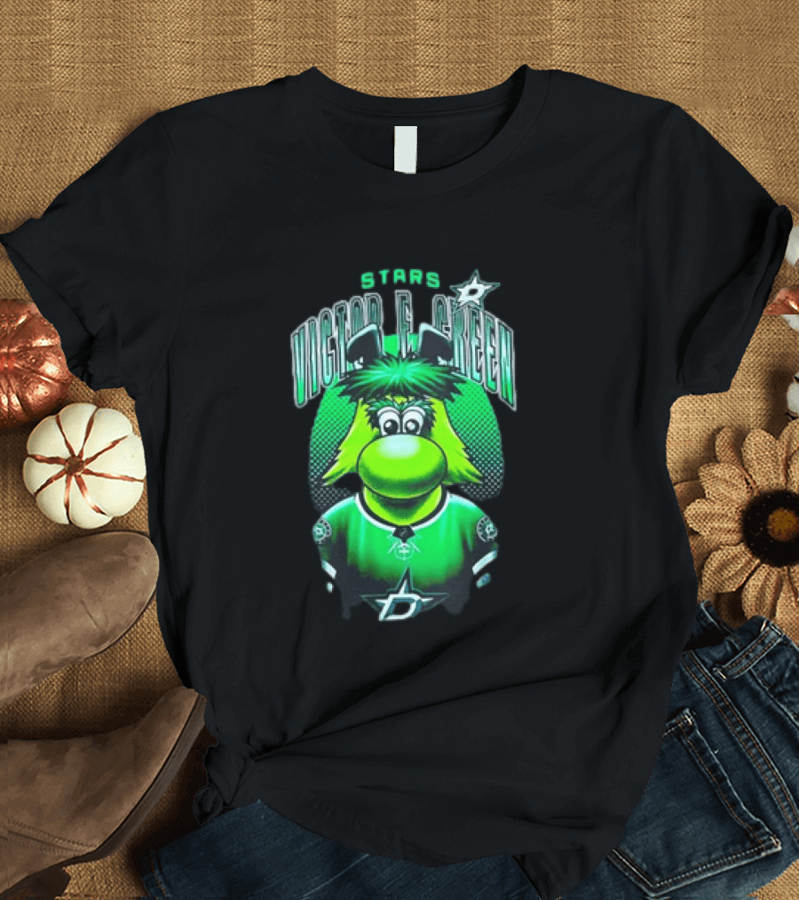 Dallas Stars Victor E Green Mascot NHL Fan Gear T-Shirt