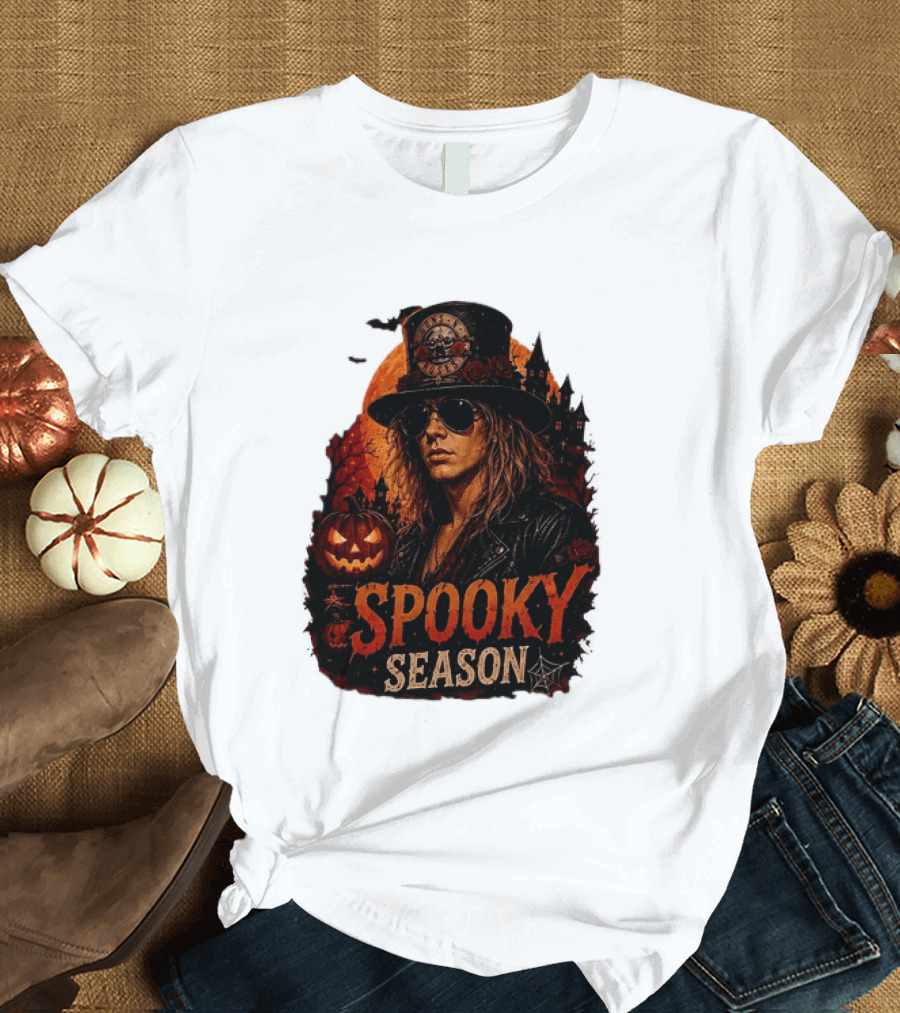 Spooky Season Buns N' Roses Halloween Pumpkin Slash T-Shirt