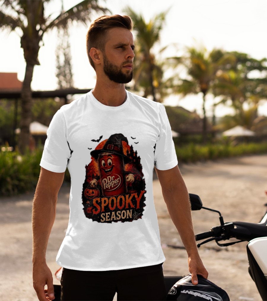 Dr Pepper Halloween Witch Can Spooky Season With Jack O' Lantern And Bats T-Shirt