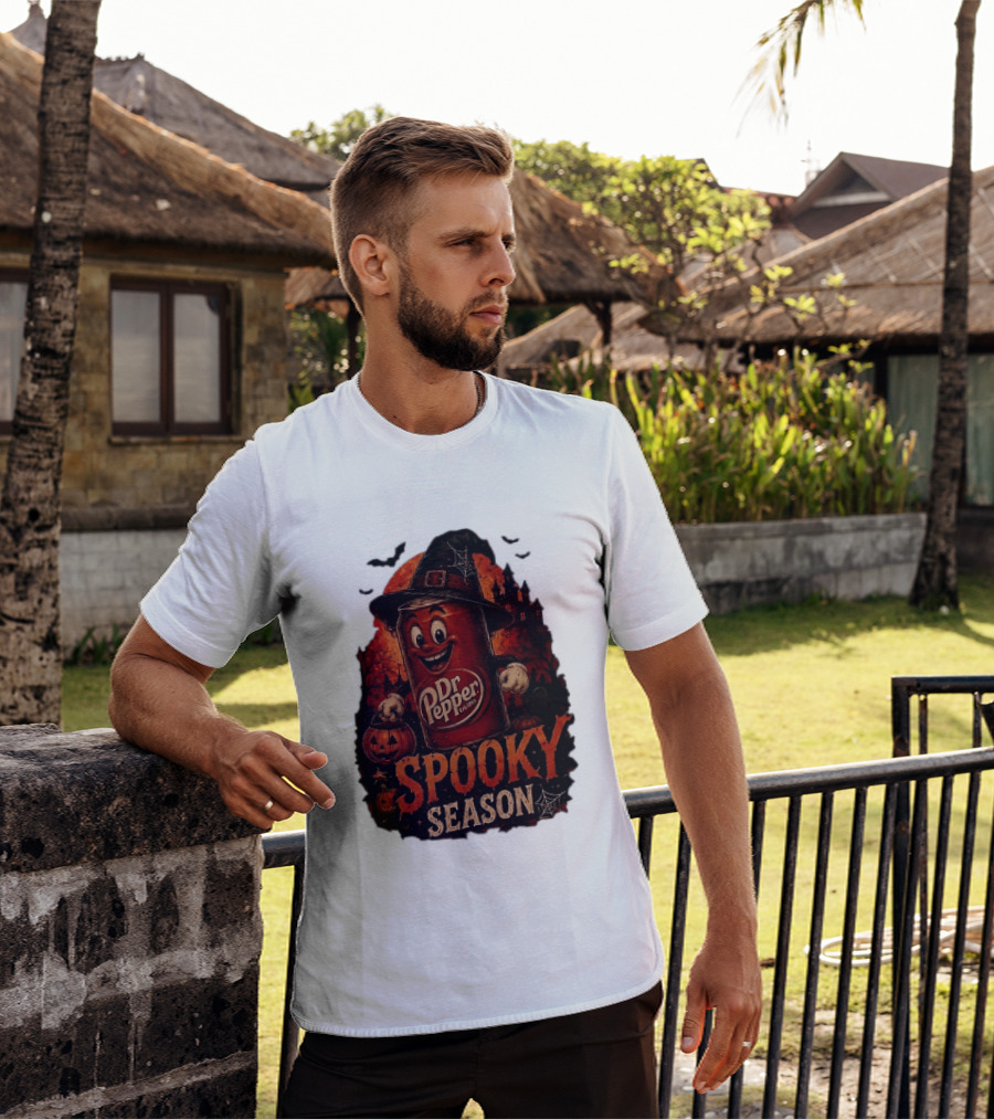 Dr Pepper Halloween Witch Can Spooky Season With Jack O' Lantern And Bats T-Shirt