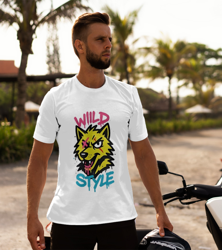 Wild Wolf Wild Style Graffiti Art Urban Streetwear T-Shirt