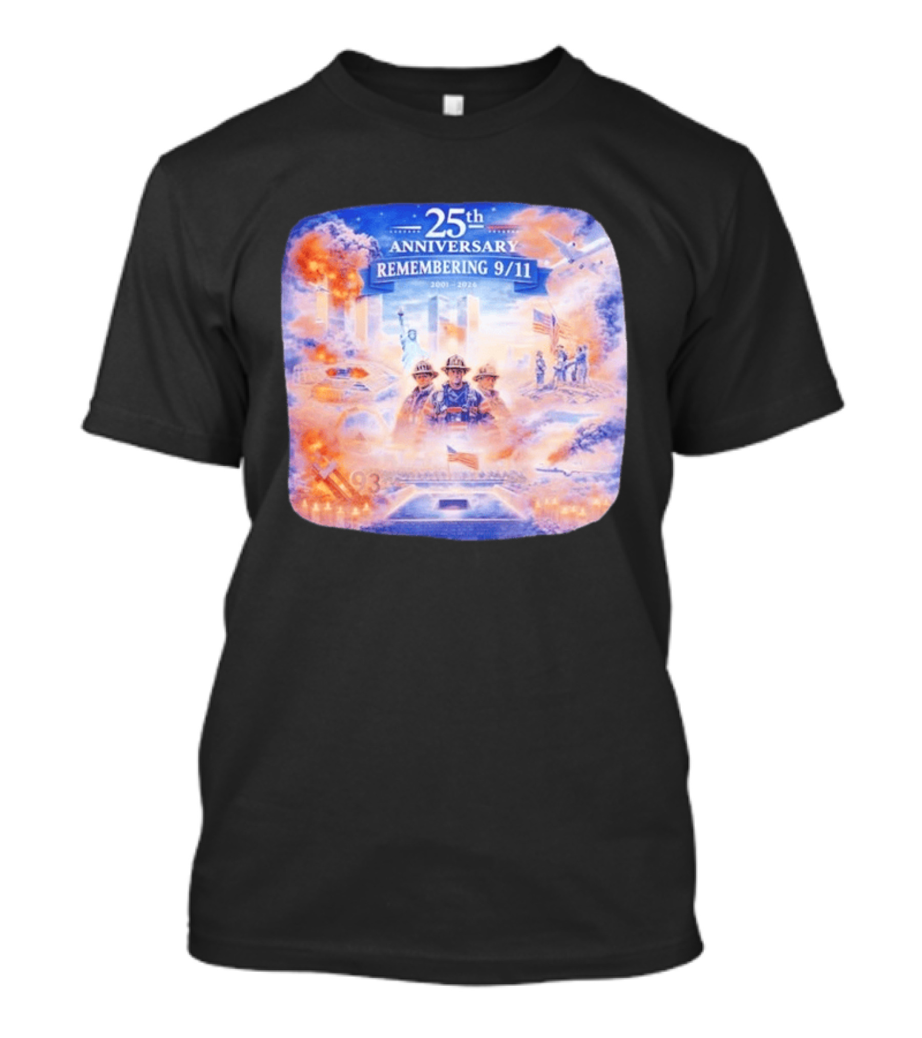 25th Anniversary Remembering 9/11 Memorial 2001 2026 Never Forget America T-Shirt
