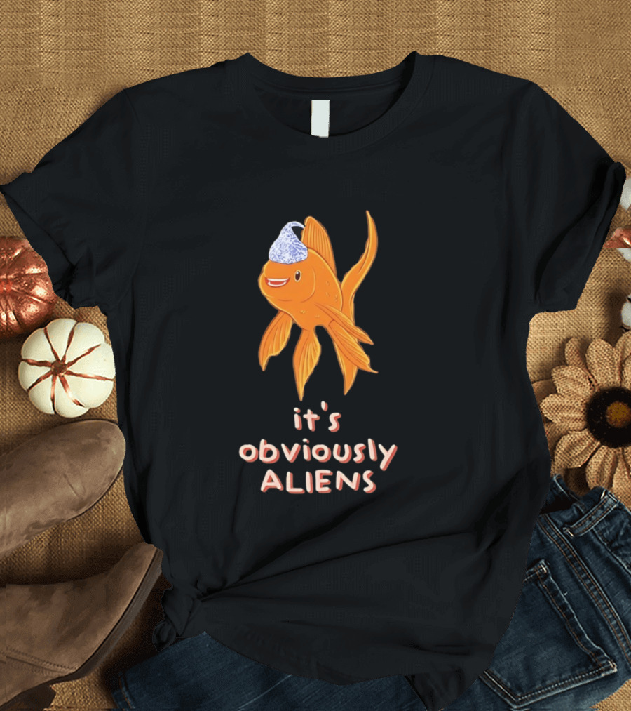 Goldfish Tin Foil Hat It's Obviously Aliens T-Shirt