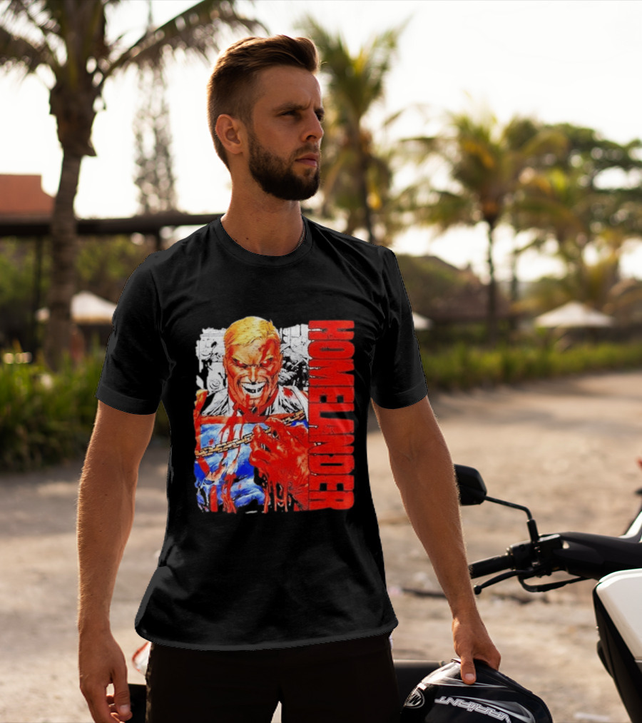 Homelander The Boys Superhero Cartoon Blood Splattered Image T-Shirt