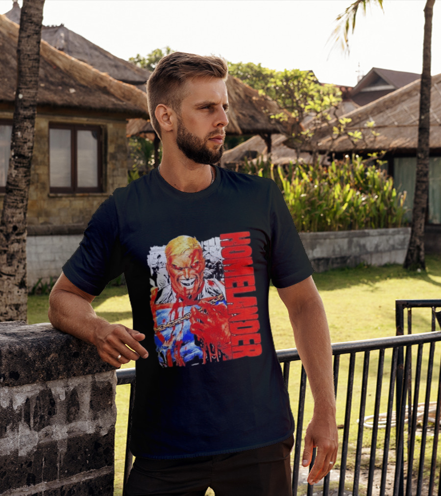 Homelander The Boys Superhero Cartoon Blood Splattered Image T-Shirt