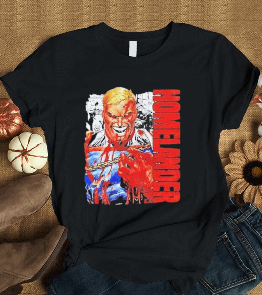 Homelander The Boys Superhero Cartoon Blood Splattered Image T-Shirt