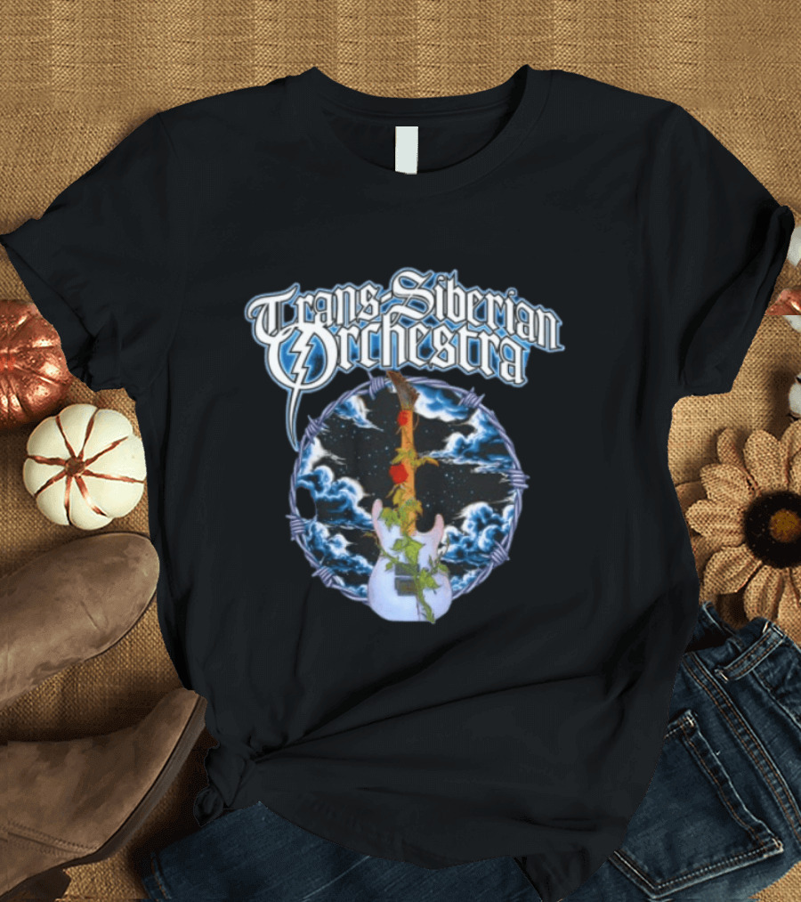 Trans Siberian Orchestra Cloud Guitar With Barbed Wire And Roses T-Shirt