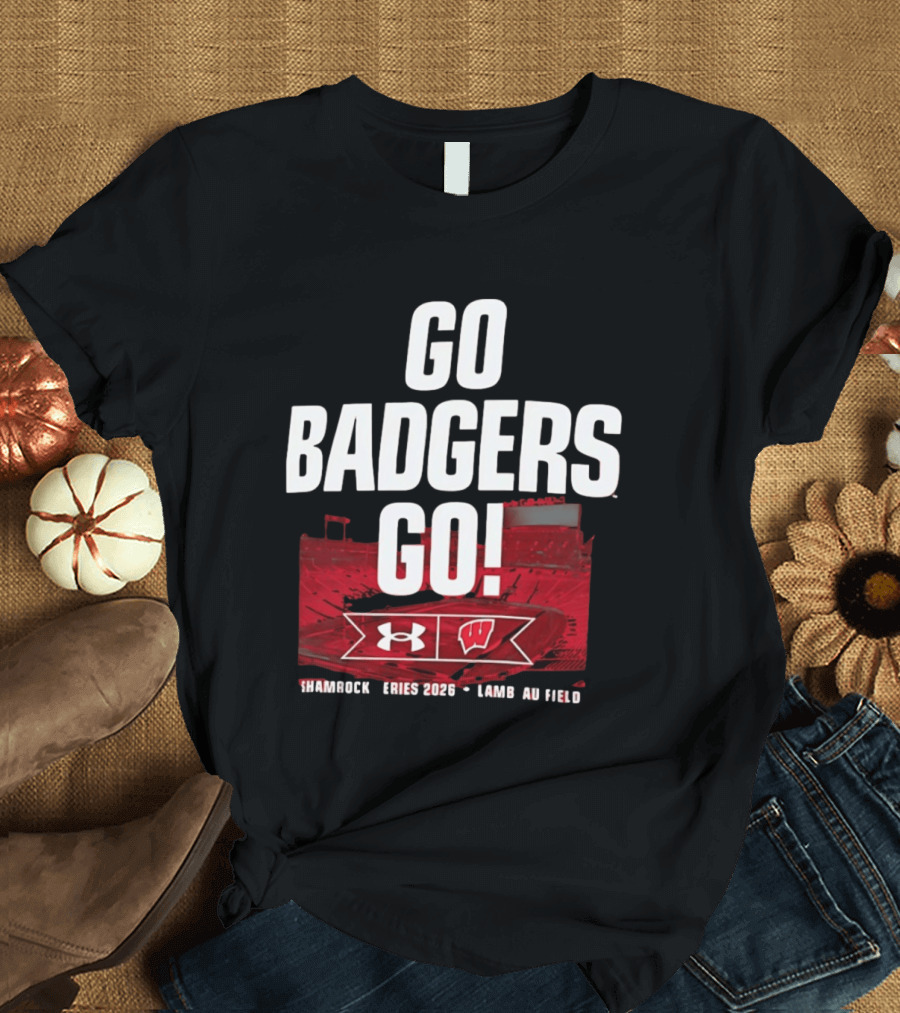 Wisconsin Badgers Go Badgers Go Shamrock Series 2026 Lambeau Field Under Armour T-Shirt