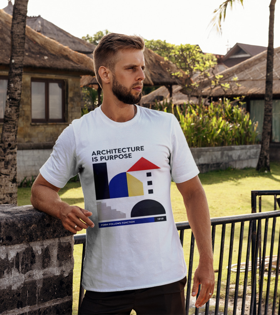 Architecture Is Purpose Form Follows Function 1919 Bauhaus Geometric Shapes T-Shirt