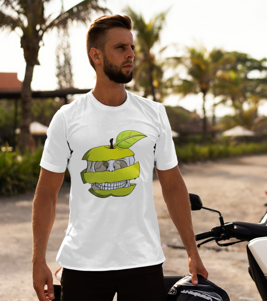 Skull Apple Forbidden Fruit Creative Slice T-Shirt