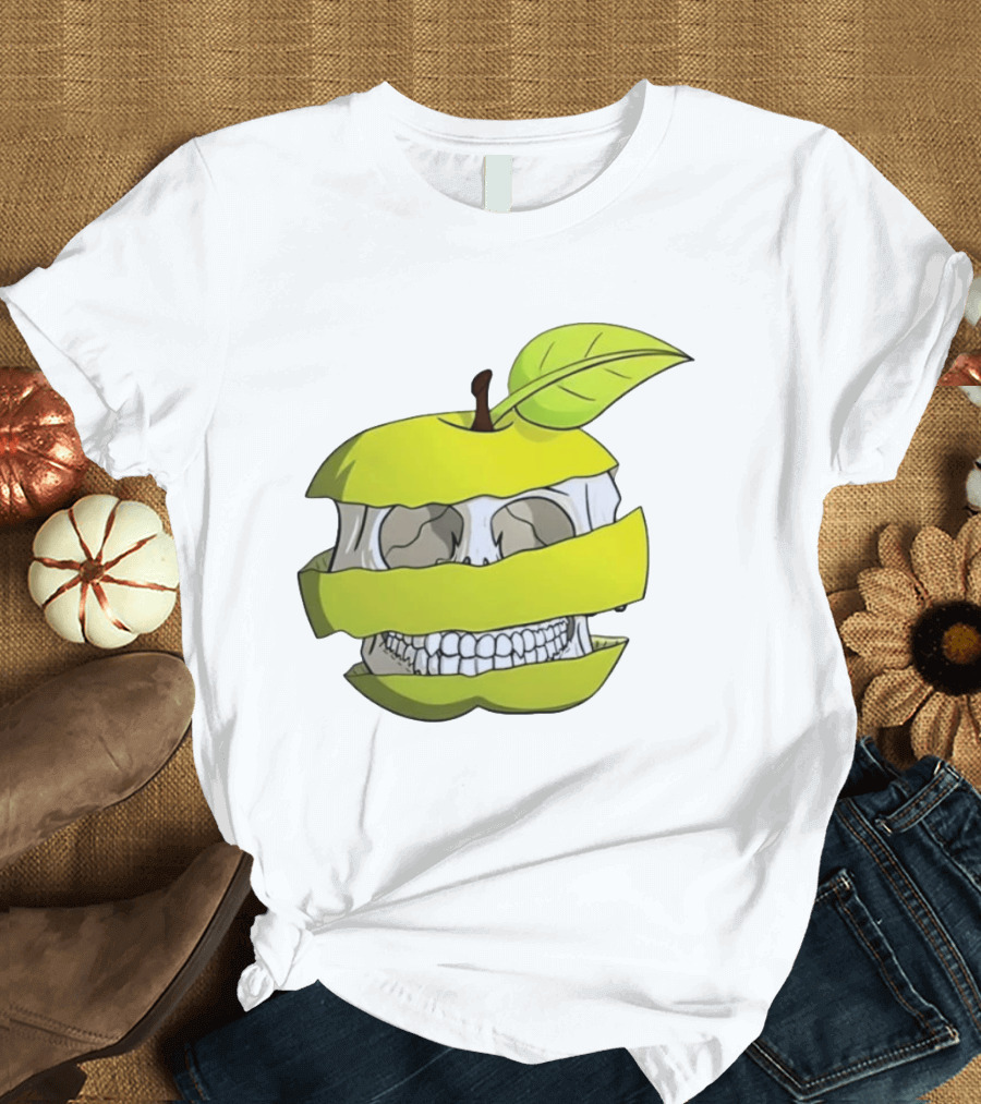 Skull Apple Forbidden Fruit Creative Slice T-Shirt