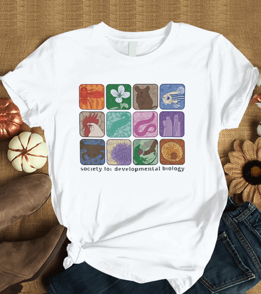 Society For Developmental Biology Organism Insect Flower Rodent Fish Chicken Worm Frog Cells T-Shirt