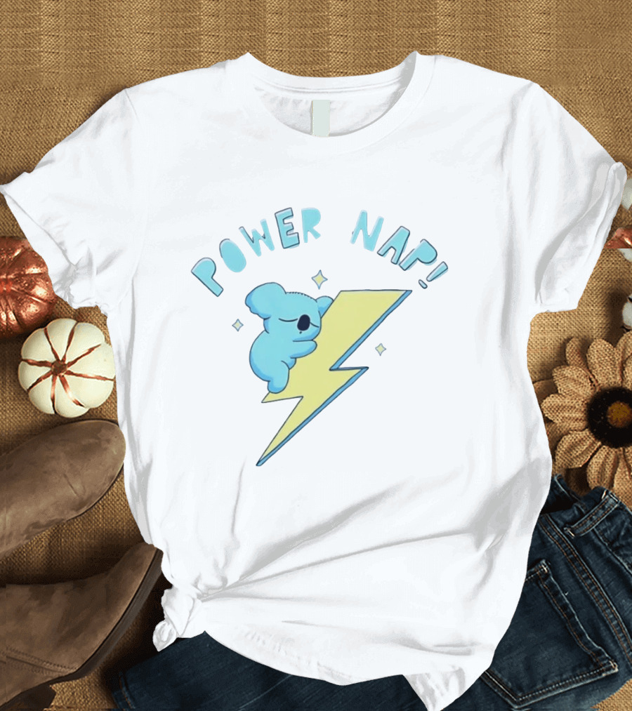 Koala Power Nap Sleeping On Lightning Bolt T-Shirt