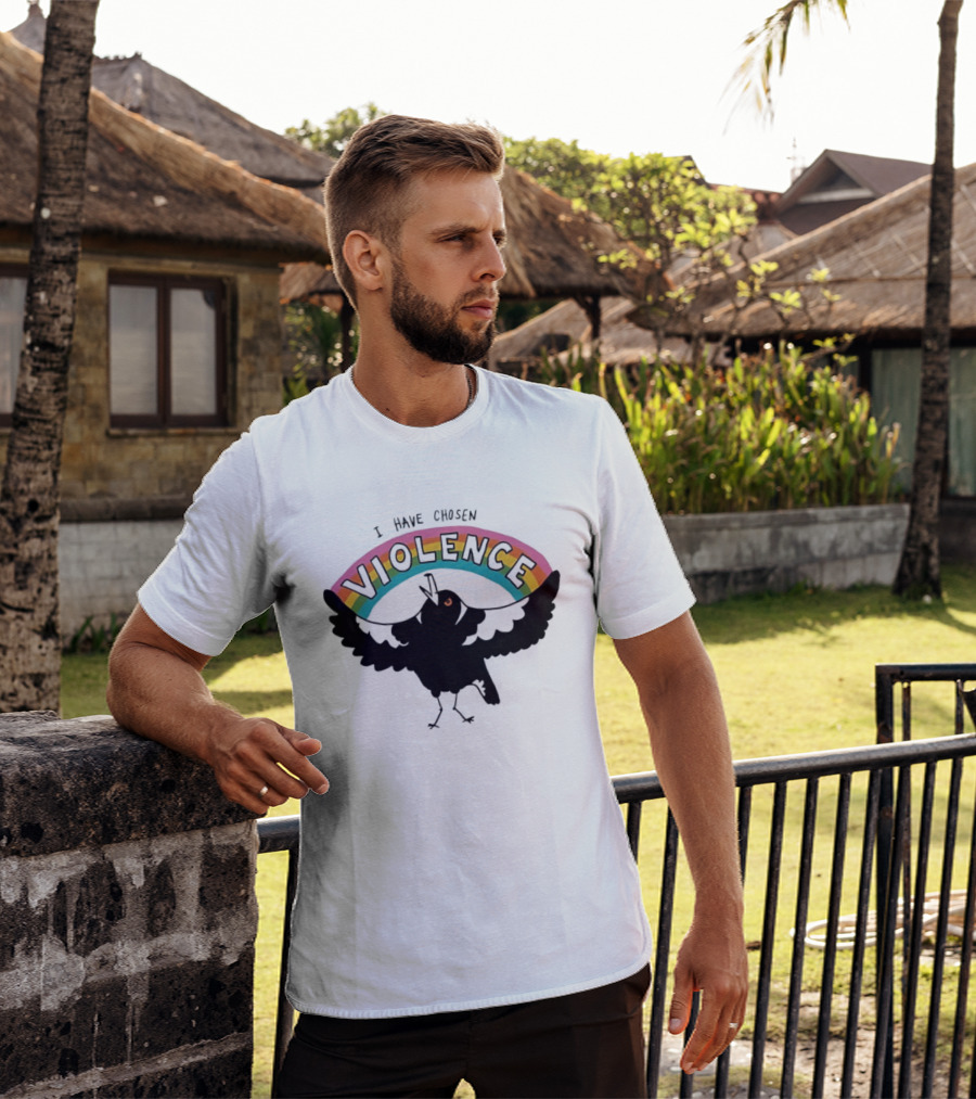 Magpie I Have Chosen Violence Rainbow T-Shirt