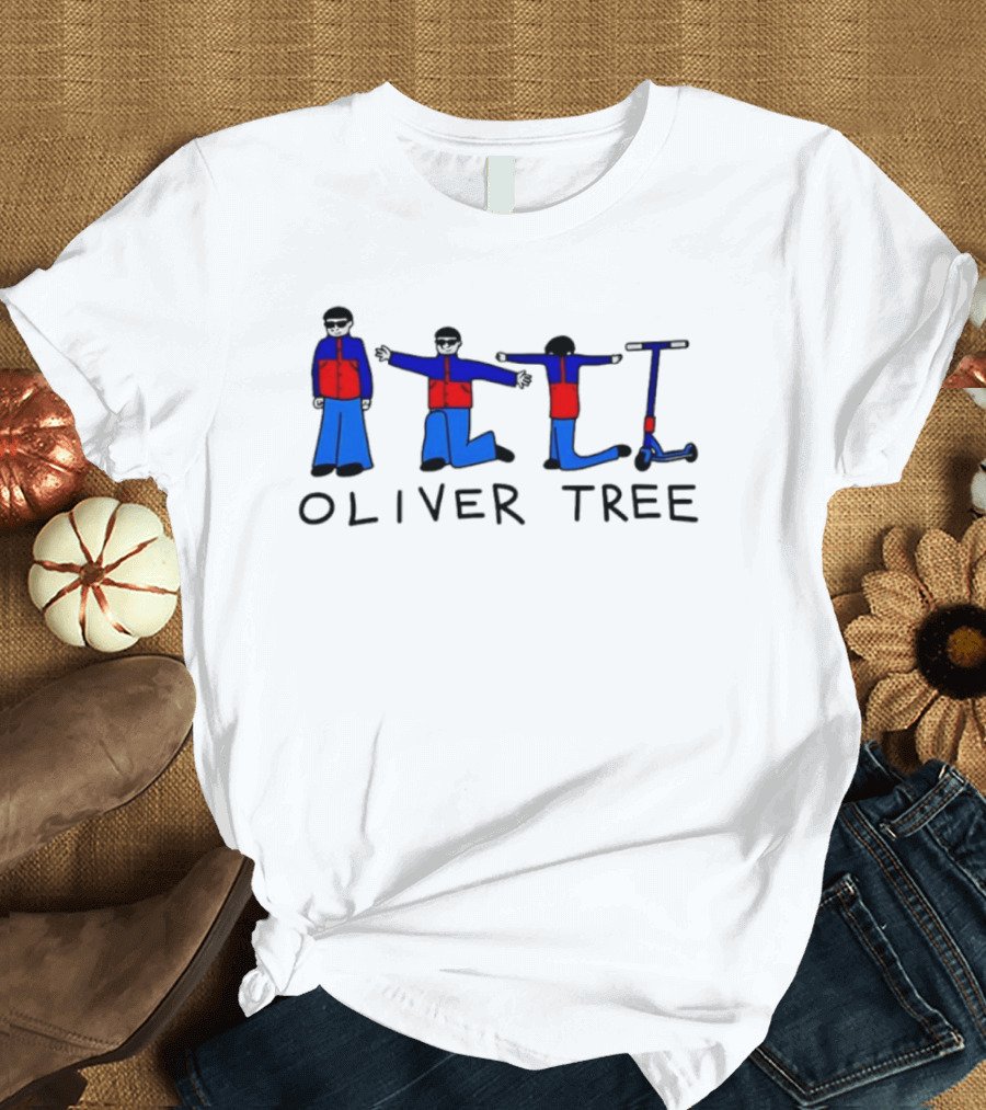 Oliver Tree Cartoon Characters With Scooter Pose T-Shirt