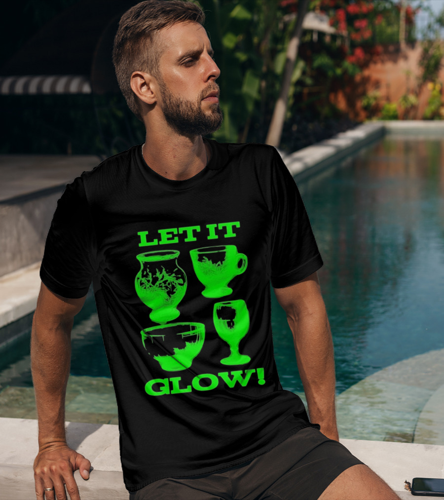Let It Glow Uranium Glassware Vaseline Glass Vintage Collectors Neon Green T-Shirt