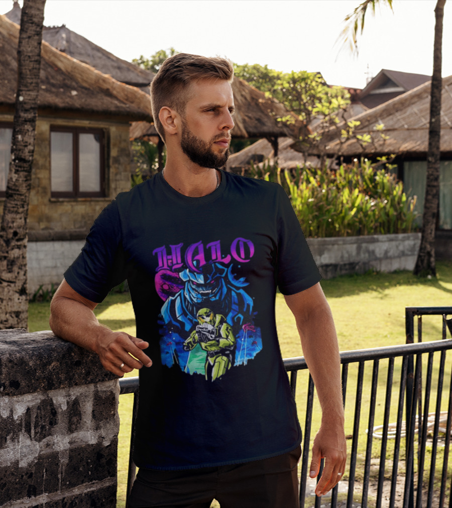 Halo Master Chief Arbiter Video Game Battle Scene T-Shirt