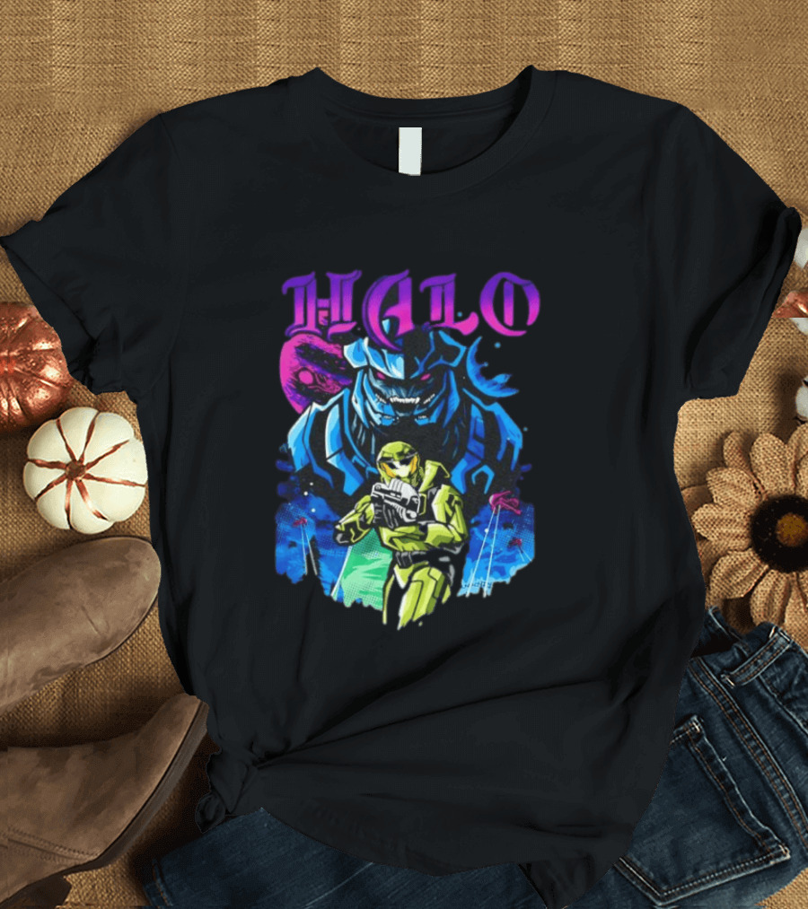 Halo Master Chief Arbiter Video Game Battle Scene T-Shirt