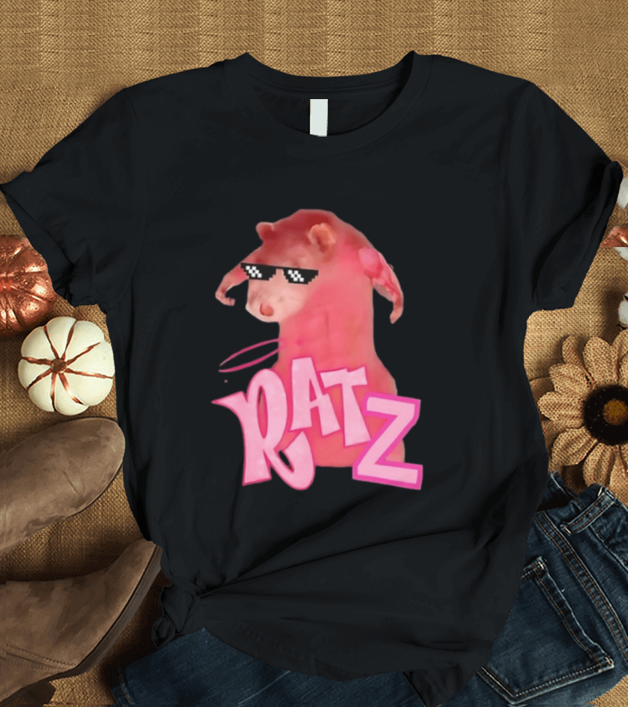 RATZ Muscular Pink Toned Rat Pixel Thug Life Sunglasses Bratz Doll T-Shirt