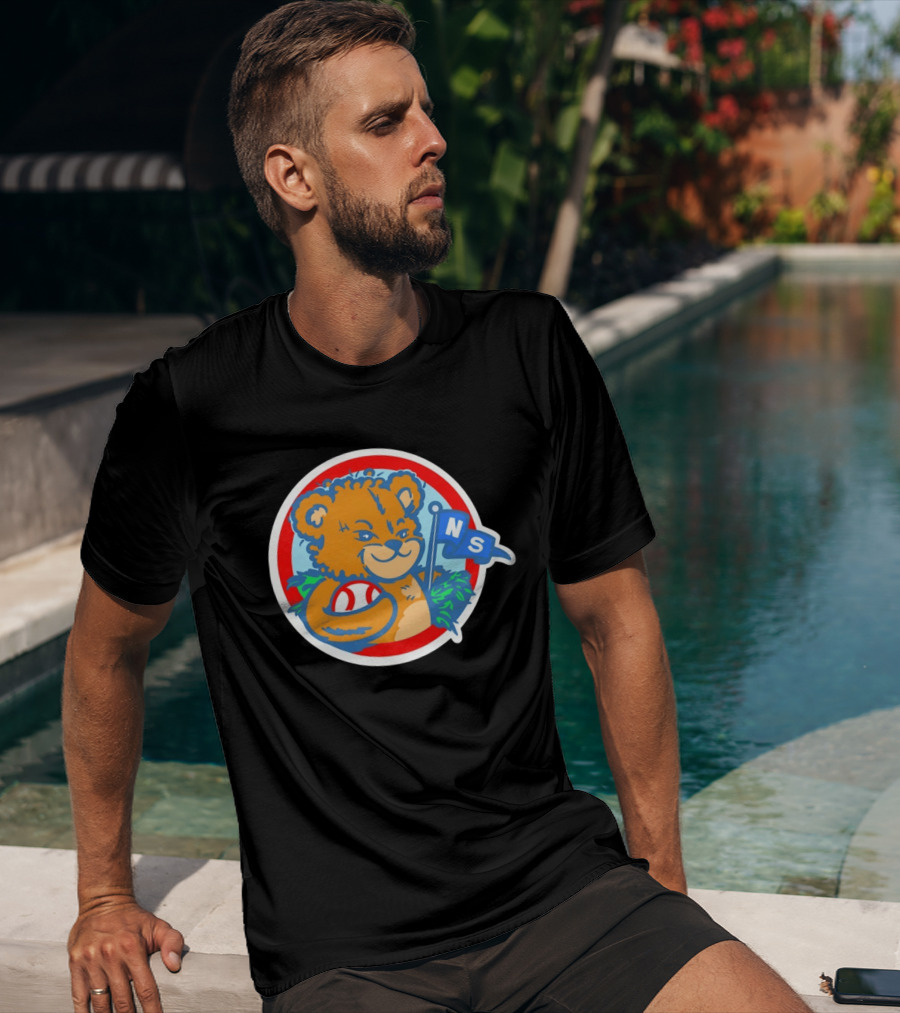 Teddy Bear Holding Baseball NS Pennant Circle T-Shirt