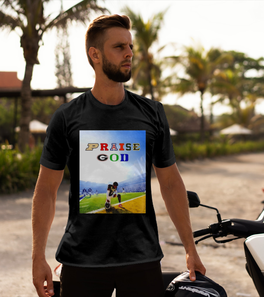 Texas AM Football Player No 7 Praise God Stadium Scene T-Shirt