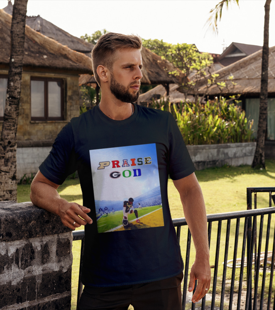 Texas AM Football Player No 7 Praise God Stadium Scene T-Shirt