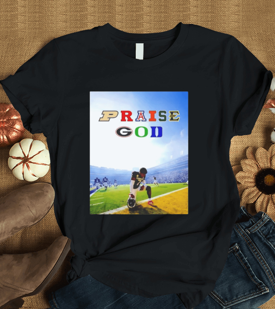 Texas AM Football Player No 7 Praise God Stadium Scene T-Shirt