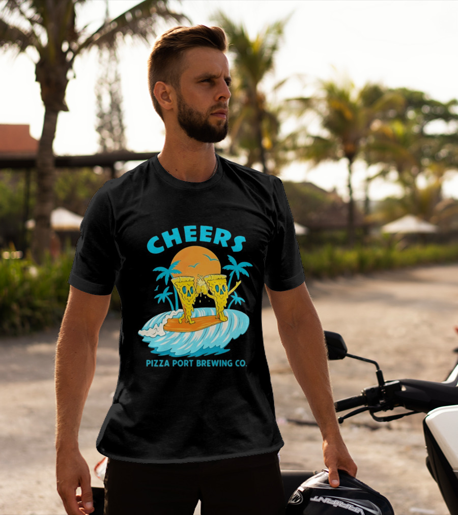 Pizza Port Brewing Co Cheers Surfing Pizza Wave T-Shirt