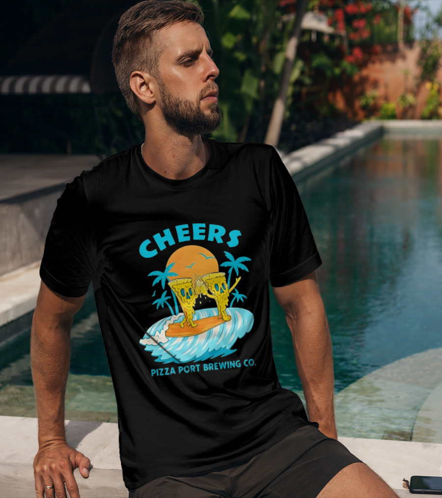 Pizza Port Brewing Co Cheers Surfing Pizza Wave T-Shirt