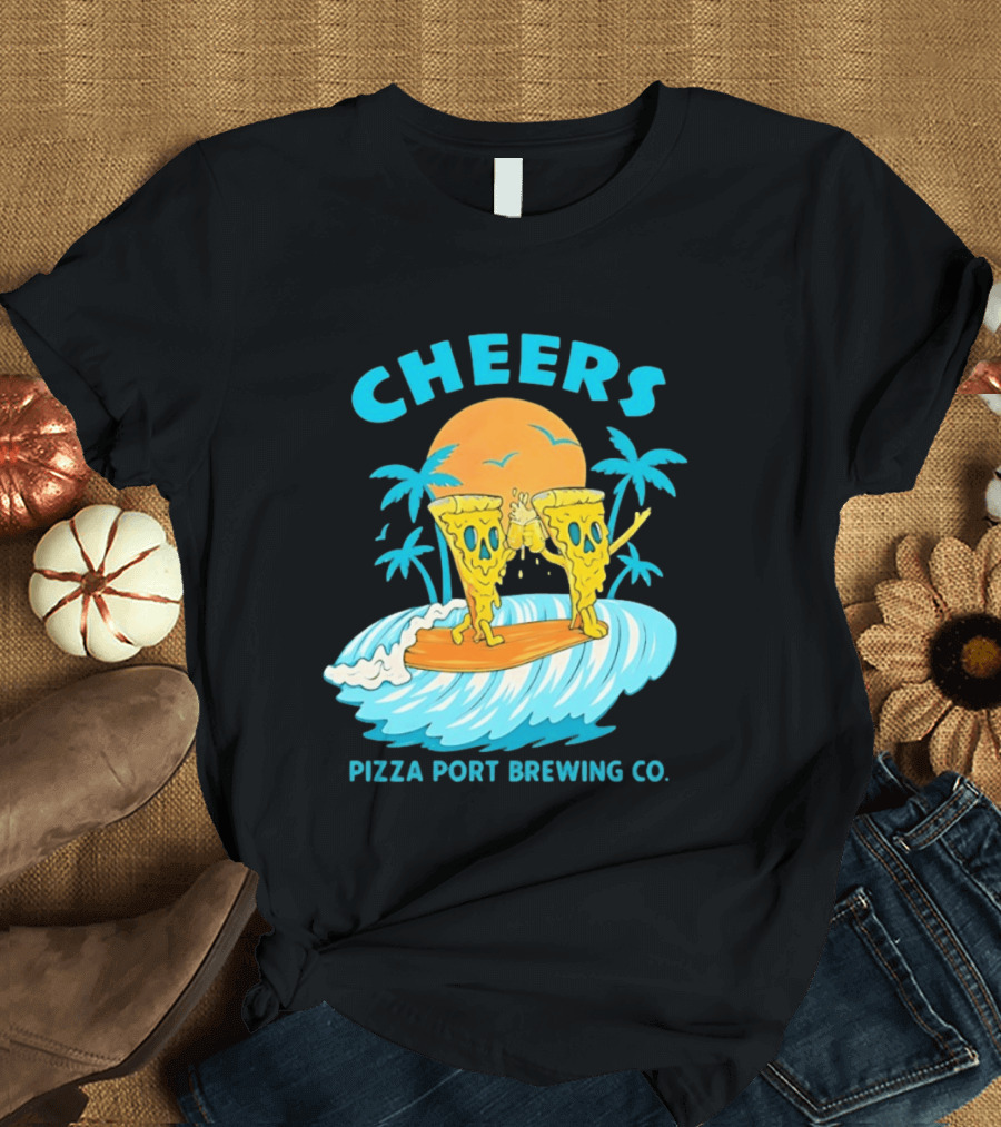 Pizza Port Brewing Co Cheers Surfing Pizza Wave T-Shirt