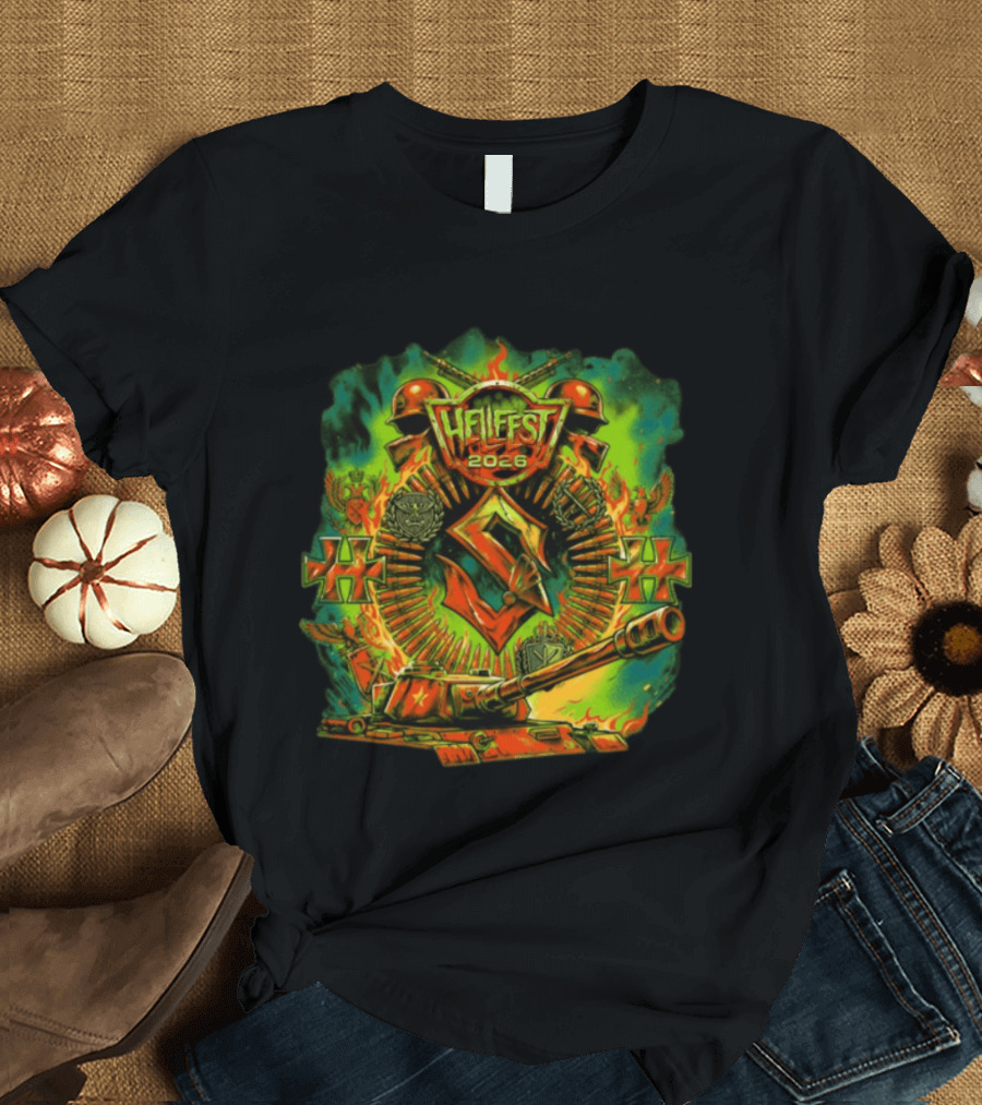Sabaton Hellfest 2026 Event Flame Tank Skull Cross T-Shirt