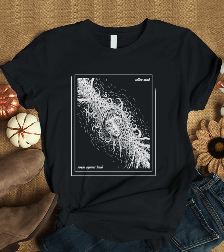 Sallow Moth Serene Aqueous Leech Surreal Horror Waveform T-Shirt