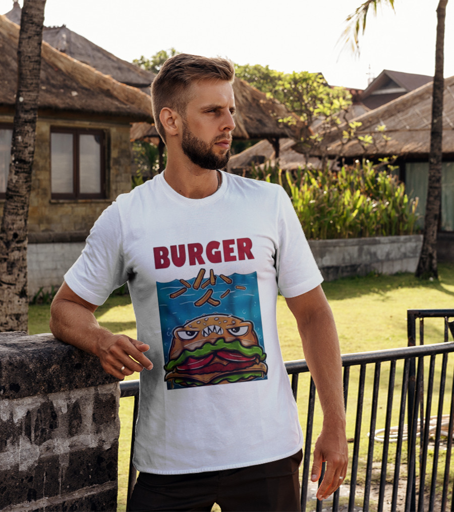 Angry Burger With Fries Burger T-Shirt