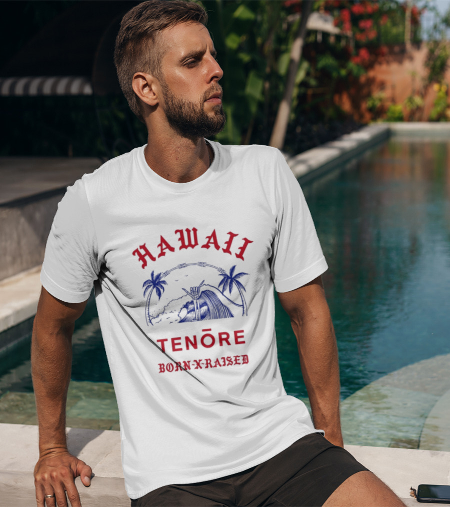 Hawaii Tenōre Born X Raised Wave And Palm Trees T-Shirt