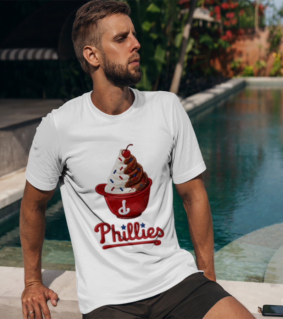 Philadelphia Phillies Ice Cream Sundae Embroidery Phillies T-Shirt