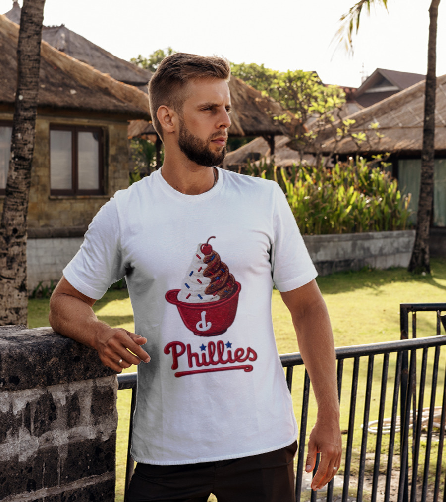 Philadelphia Phillies Ice Cream Sundae Embroidery Phillies T-Shirt