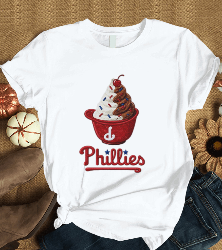 Philadelphia Phillies Ice Cream Sundae Embroidery Phillies T-Shirt