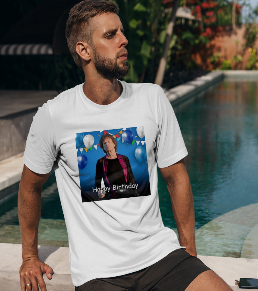 Happy Birthday Sir Mick Jagger Balloons And Banners Celebration T-Shirt