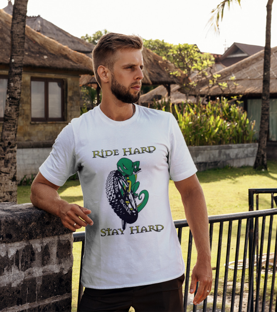 Sobe Chameleon Ride Hard Stay Hard Mountain Biking Tire Concept T-Shirt