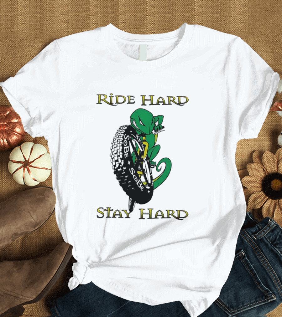 Sobe Chameleon Ride Hard Stay Hard Mountain Biking Tire Concept T-Shirt