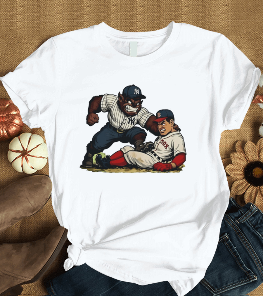 New York Yankees Werewolf Vs Boston Red Sox Player Showdown T-Shirt