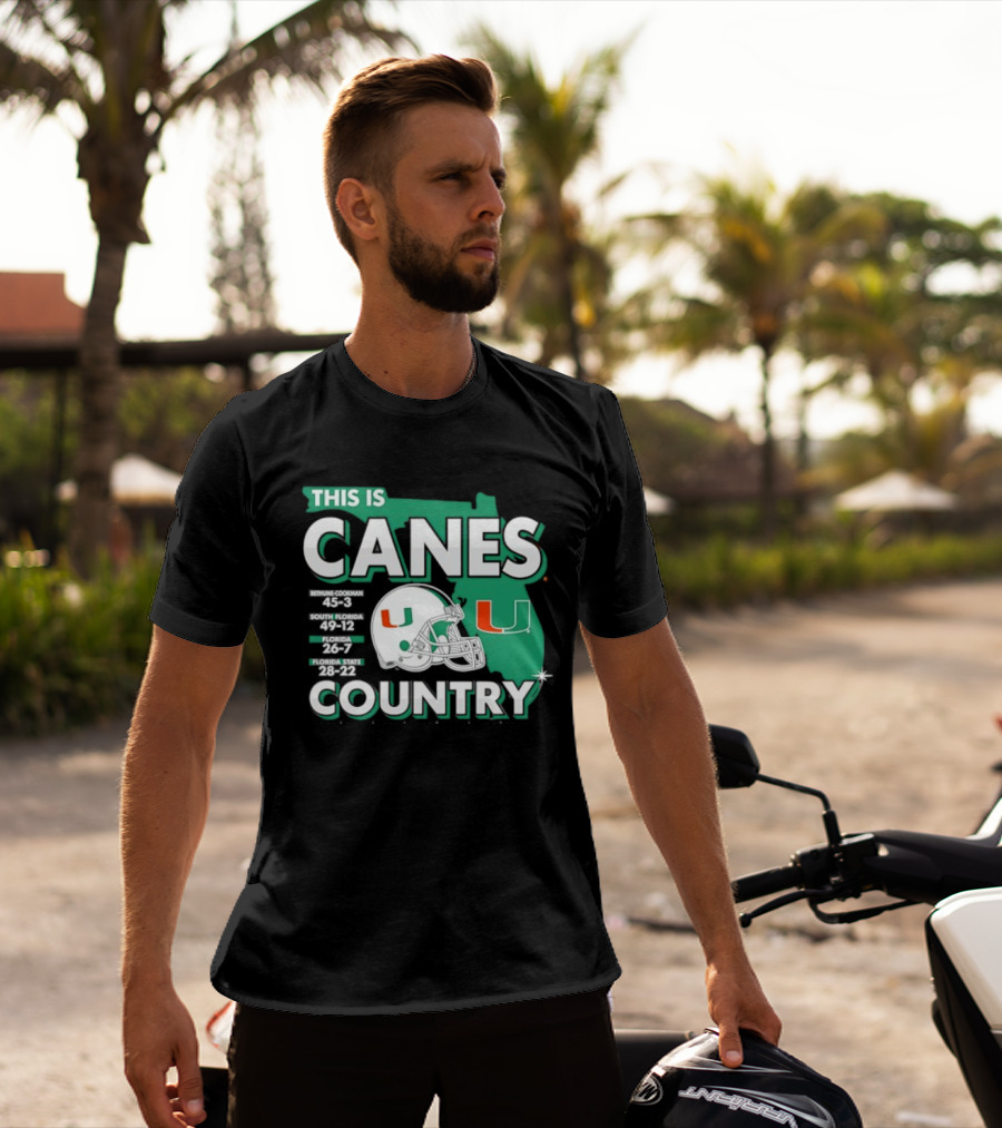This Is Canes Country Miami Hurricanes Florida Map University Of Miami Football Helmet T-Shirt