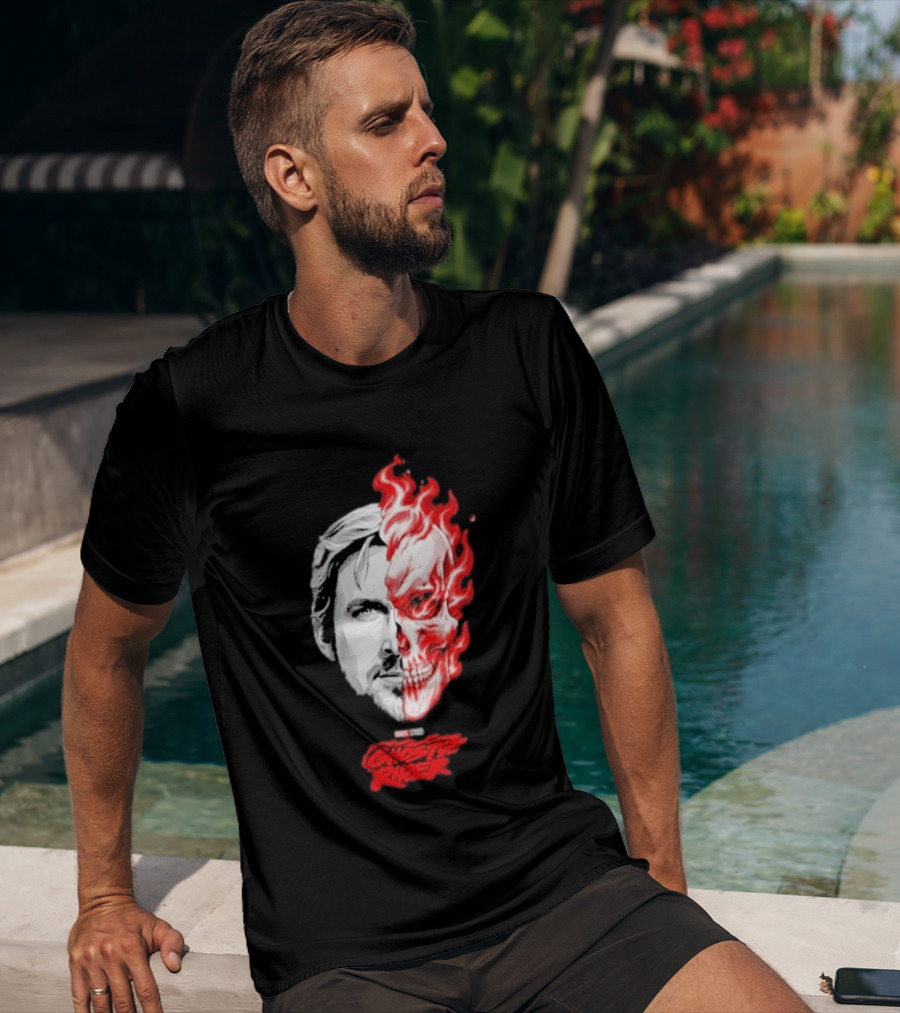 Ryan Gosling Ghost Rider 2028 Split Face Fiery Skull T-Shirt