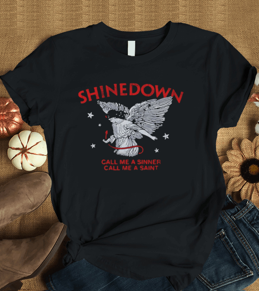 Shinedown Call Me A Sinner Call Me A Saint Angel Wings And Stars T-Shirt
