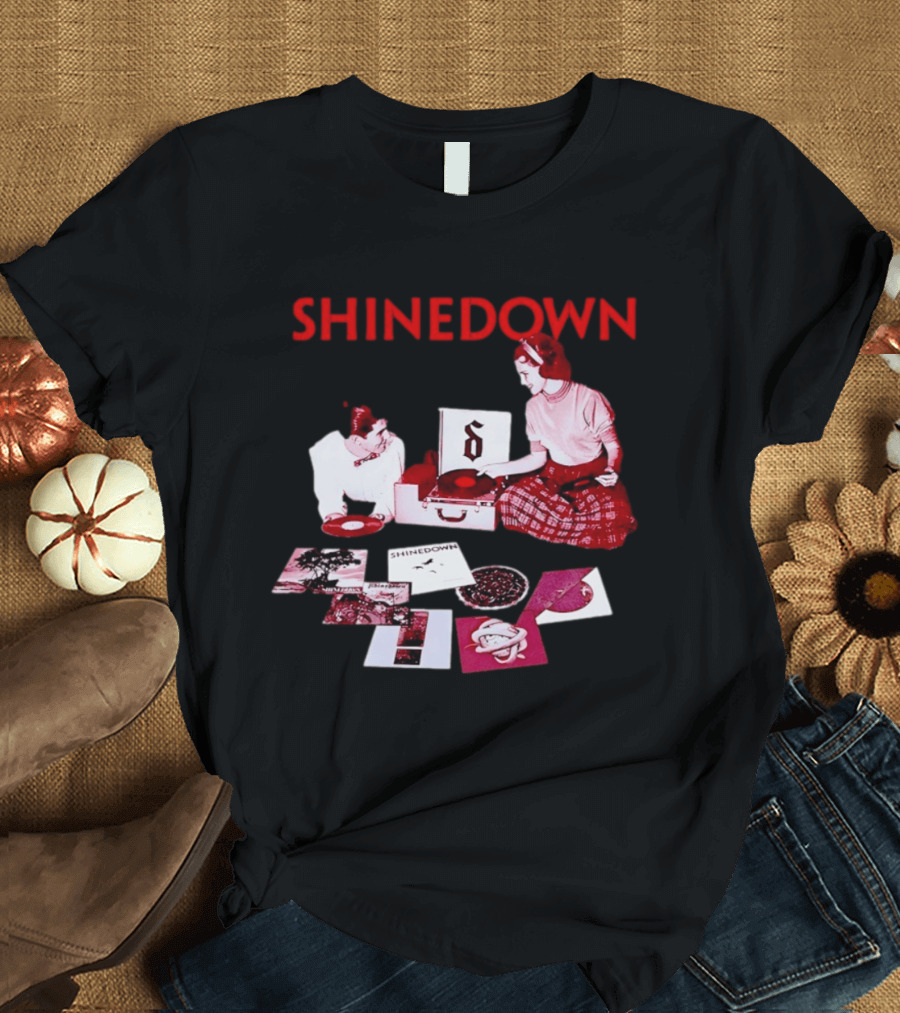 Shinedown Vinyl Record Collage Retro Music Band T-Shirt