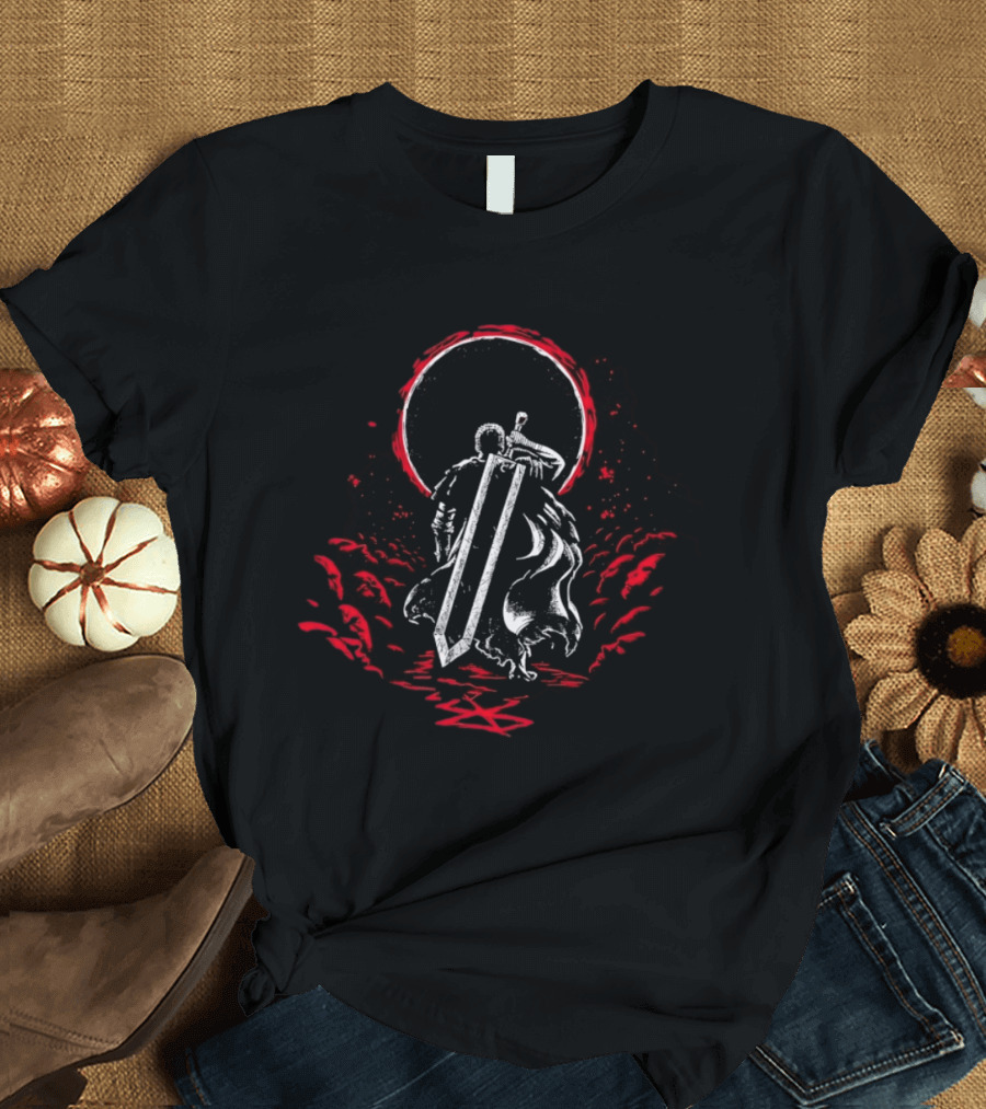 Crimson Sun Rises Dragon Slayer Warrior Shield Eclipse T-Shirt