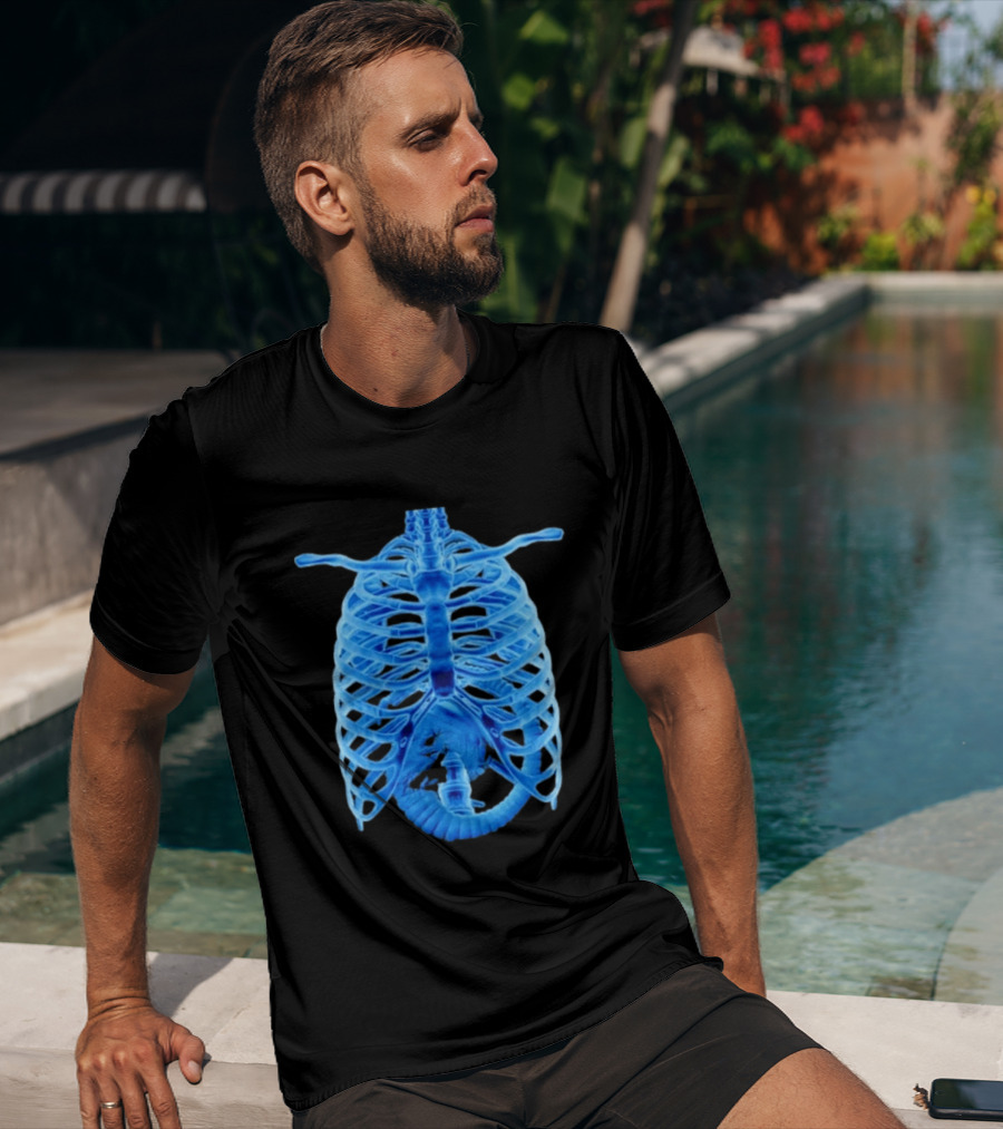 Alien Chestburster X Ray Rib Cage Black T-Shirt