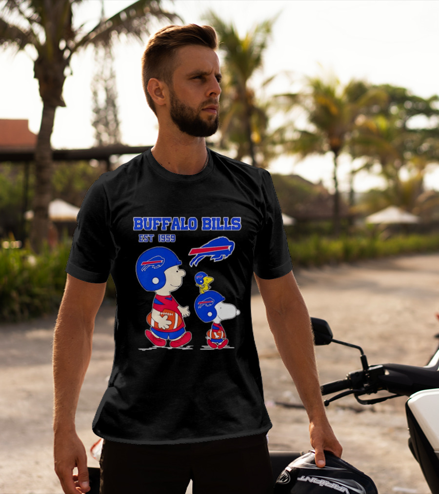 Buffalo Bills Est 1959 Charlie Brown Snoopy Peanuts Football Helmet T-Shirt