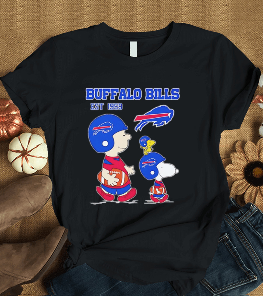 Buffalo Bills Est 1959 Charlie Brown Snoopy Peanuts Football Helmet T-Shirt